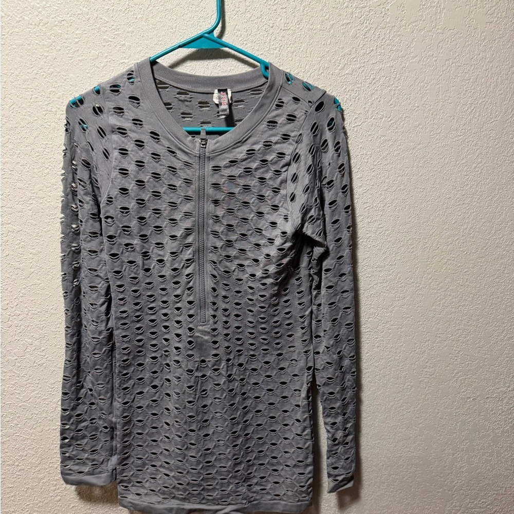 Gray Textured Long Sleeve dress